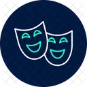 Theatre Mask Neon Glow Icon