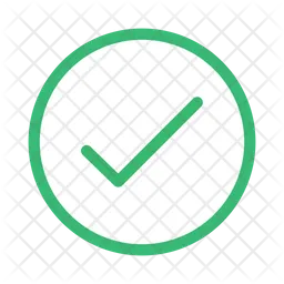 Thin green check mark on green circle white area flat design  Icon