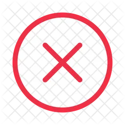 Thin red cross mark on red circle white area flat design  Icon