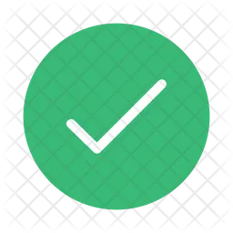 Thin white check mark on green circle flat design  Icon