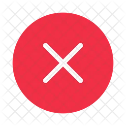 Thin white cross mark on red circle flat design  Icon