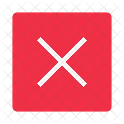 Thin white cross mark on red square box flat design  Icon