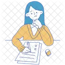Thinking Woman Examination Icon