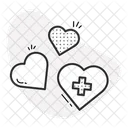 Three Hearts With Plus Medical Help Symbol Health Support Icon