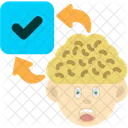 Tick Brain Check Mental Confirmation Icon
