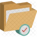Tick Sign With Folder Approved Data Folder Icon