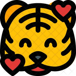 Tiger lächelt mit Herzen Emoji Symbol