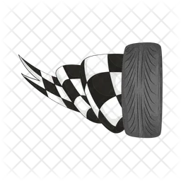 Tire with racing flag  Icon