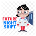 Tired Nurse Night Shift Medical Icon