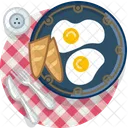 Baguette Eier Mittagessen Symbol