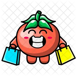 Tomate fofo segurando uma sacola de compras Emoji Ícone