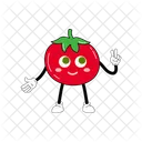Tomatoes Mascot Vegetable Character Illustration Art アイコン