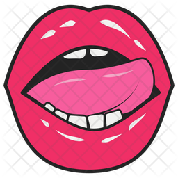 Tongue Licking Lips Icon - Download in Colored Outline Style