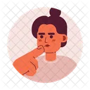 Stroking Chin Girl With Bun Choice Making 아이콘