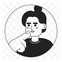 Top knot bun latina woman stroking chin  아이콘