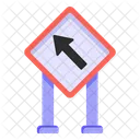 Top Left Direction Road Post Traffic Board Icon
