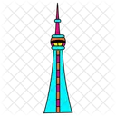 Ilustracao Vibrante Da Torre Cn Marco De Toronto Icone Canadense Ícone