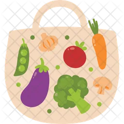 Tote Bag Filled with Fresh Vegetables  Icon