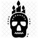 Totenkopf Mit Kerze Menschlicher Schadel Schwarze Magie Symbol