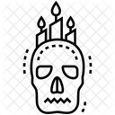 Totenkopf Mit Kerze Menschlicher Schadel Schwarze Magie Symbol