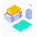 Tour Map Route Luggage Icon