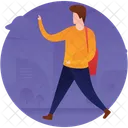 Tourist Man Pointing Person In Hurry Icon