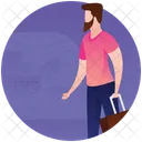 Male Tourist Picnic Travel Gadgets Icon