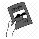 Black Monochrome Holding Travel Brochure Illustration Tourist Information Travel Guide Icon