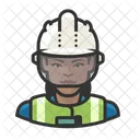 Trabajador De La Construccion Mujer Negra Avatar Usuario Icono