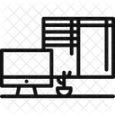 Trabajar Junto A La Ventana Computadora Escritorio Icono