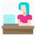 Mujer Portatil Trabajando Icono