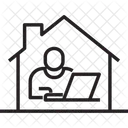 Usuario Portatil Domestico Trabajar Desde Casa Trabajar Desde Casa Icono