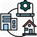 Trabajo Hibrido Trabajo Remoto Trabajo Remoto Y En La Oficina Trabajo Flexible Trabajo Combinado Trabajo Remoto Y En La Oficina Hibrido Icono