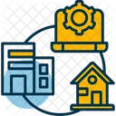 Trabajo Hibrido Trabajo Remoto Trabajo Remoto Y En La Oficina Trabajo Flexible Trabajo Combinado Trabajo Remoto Y En La Oficina Hibrido Icono