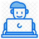 Homem Trabalhando Laptop Ícone