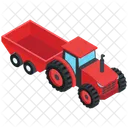 Isometric Tractor With Trailer Icon