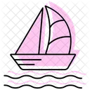 Traditional Boat Color Shadow Thinline Icon Icon