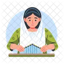 Traditional Knitting Weaver Woman Icon