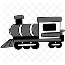 Black Monochrome Locomotive Illustration Train Engine Rail Transport Icon