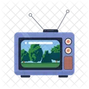 Tranquil park trees on 1970s tv Icon