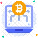 Bitcoin Portatil Transaccion Icono