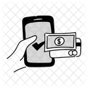 Black Half Tone Online Transaction Illustration Transaction Payment Icon