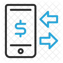 Transferencia de dólares desde teléfono inteligente  Icono