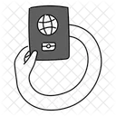 Black Monochrome Holding Passport Illustration Travel Document Passport In Hand Symbol