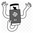 Black Monochrome Passport And Boarding Pass Illustration Travel Documents Flight Documents Symbol