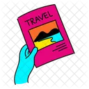 Vibrant Holding Travel Brochure Illustration Tourist Information Travel Guide Icon