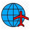 Globe Symbol And Airplane Icon