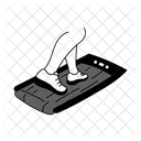 Black Monochrome Walking On A Treadmill Illustration Treadmil Gym Icon