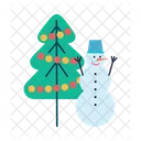 Christmas Tree Snowman Icon