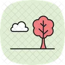 Tree Beside Field Farm Path Icon